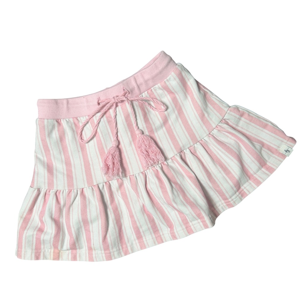 Love + Grow Clothing Co Pink Stripe Skort 5Y Ruffle Fleece Lined Preppy Coquette